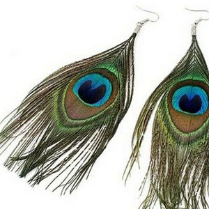 Assorted Color Peacock Natural Feather Earrings